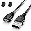 Caricatore per Garmin Instinct/Instinct 2 2S 2X 3 / Solar/Solar Tactical, USB Caricabatterie Cavo per Ricarica Rapida per Garmin, con Tappo Antipolvere Della Porta di Ricarica, 1M-Nero