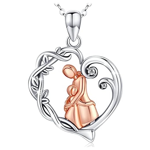 EUDORA Moder Halsband för Mamma Dotter 925 Sterling Silver Mamma Halsband Hängsmycke för mamma, Mamma Dotter Smycken Mors dag present, 45 cm