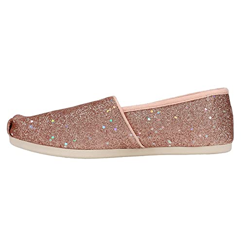 TOMS Women's Alpargata Recycled Cotton Canvas” Loafer Flat, Rose Gold Cosmic Glitter, 5 - Thumbnail 4