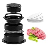 VINILITE Prensa para Hamburguesas 3-en-1 Molde para 3 Tipos de Hamburguesas con 100 Papeles Antiadherentes Press Prensador Slider y Herramienta de Barbacoa Parrilla y Cocina Gourmet