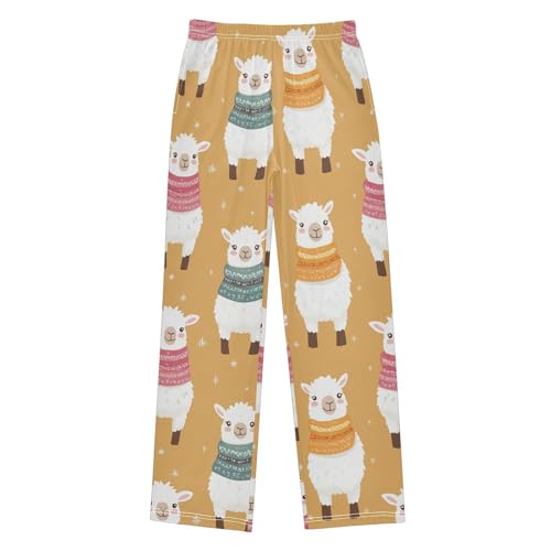 Alpaca Scarf Boys Pants Boys Athletic Pants Long Pant for Boywith Pockets Wide-Leg Size 6-14Y