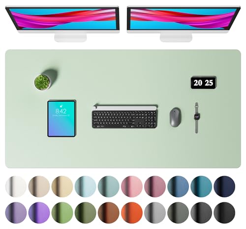 Image of Aothia Faux Leather Desk Mat - Large Mouse Pad, Non-Slip PU Leather Blotter, Waterproof Writing Surface for Office and Home (Aqua, 47.2 inch x 23.6 inch)