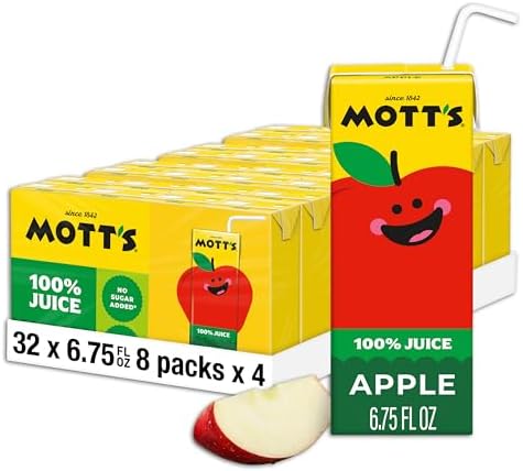 Mott's 100% Apple Juice, 6.75 Oz Boxes, 32 Count, 4 Packs of 8