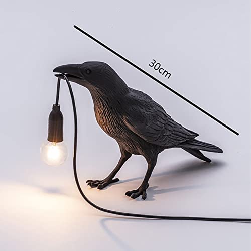 Image of Raven Bird Lamp,Vintage Resin Crow Lamp with E14 Blub, Wall Mounted Gothic Wall Sconce Night Light Fixture with Plug in Cord for Living Room Bedroom Art Deco