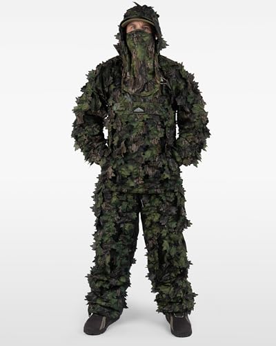Image of North Mountain Gear Leafy Camo Hunting Jacket - Lightweight 1 /2 Zip Hoodie with Hood & Pouch