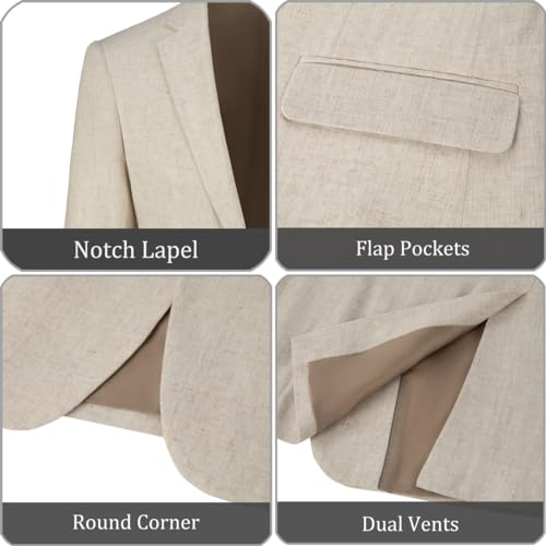 Linen Suit for Men Slim Fit 2 Piece Summer Linen Suit Blazer with Pants Beach Wedding Groomsmen Suits3
