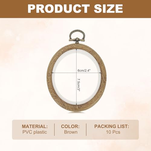 Image of PATIKIL 10 Pieces 3 inchx2.4 inch Embroidery Hoops Frame Imitated Wood Oval Cross Stitch Hoop Ring for Embroidery Art Craft Handy Sewing Decoration