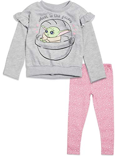 STAR WARS The Mandalorian Baby Yoda Toddler Girls Fleece T-Shirt and Leggings Set 3T Grey