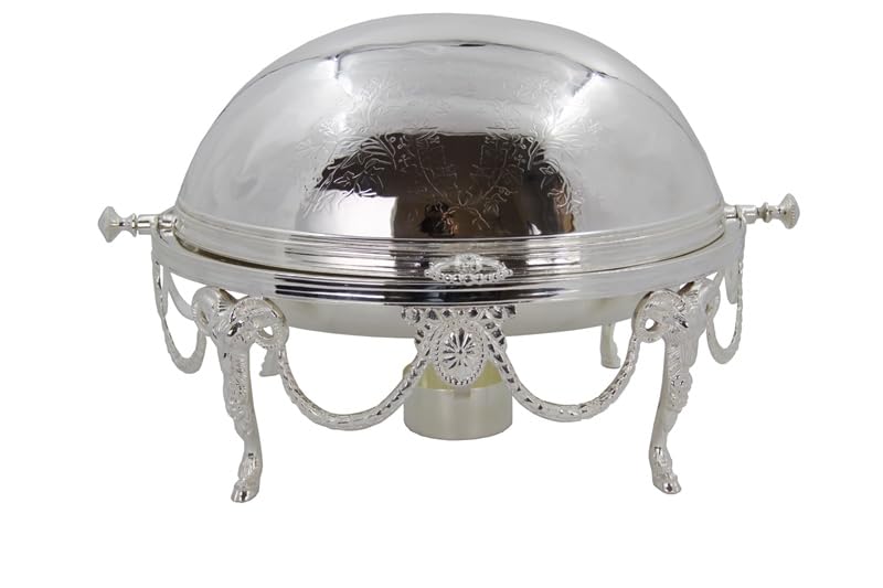 Royal Family Portavivande elegante con scaldino, Finitura Argento (54x40,5x35)