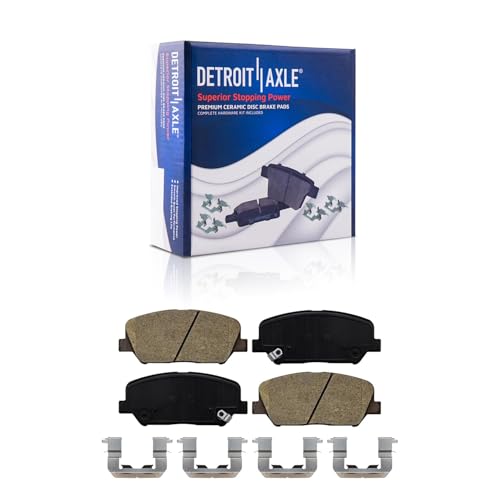 Image of Detroit Axle - Front Brake Kit for 2014-2016 Kia Forte Koup Forte5 | Drilled & Slotted Disc Brakes Rotors Ceramic Brake Pads w /Hardware 2015 Replacement 11.81'' inch Rotor