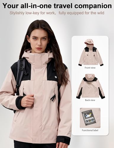 Image of Venzina Women's 3-in-1 Thermal Jacket I Windproof & Water-Resistant Graphene Heating Winter CoatFleece-Lined Jacket for Hiking, Camping, Skiing & Daily CommuteFashion-Forward Outdoor Wear