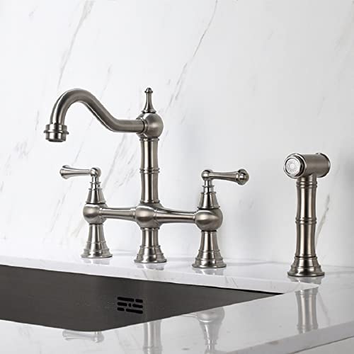 Évier de cuisine double poignée anti-éclaboussures avec douchette pour grand lavabo