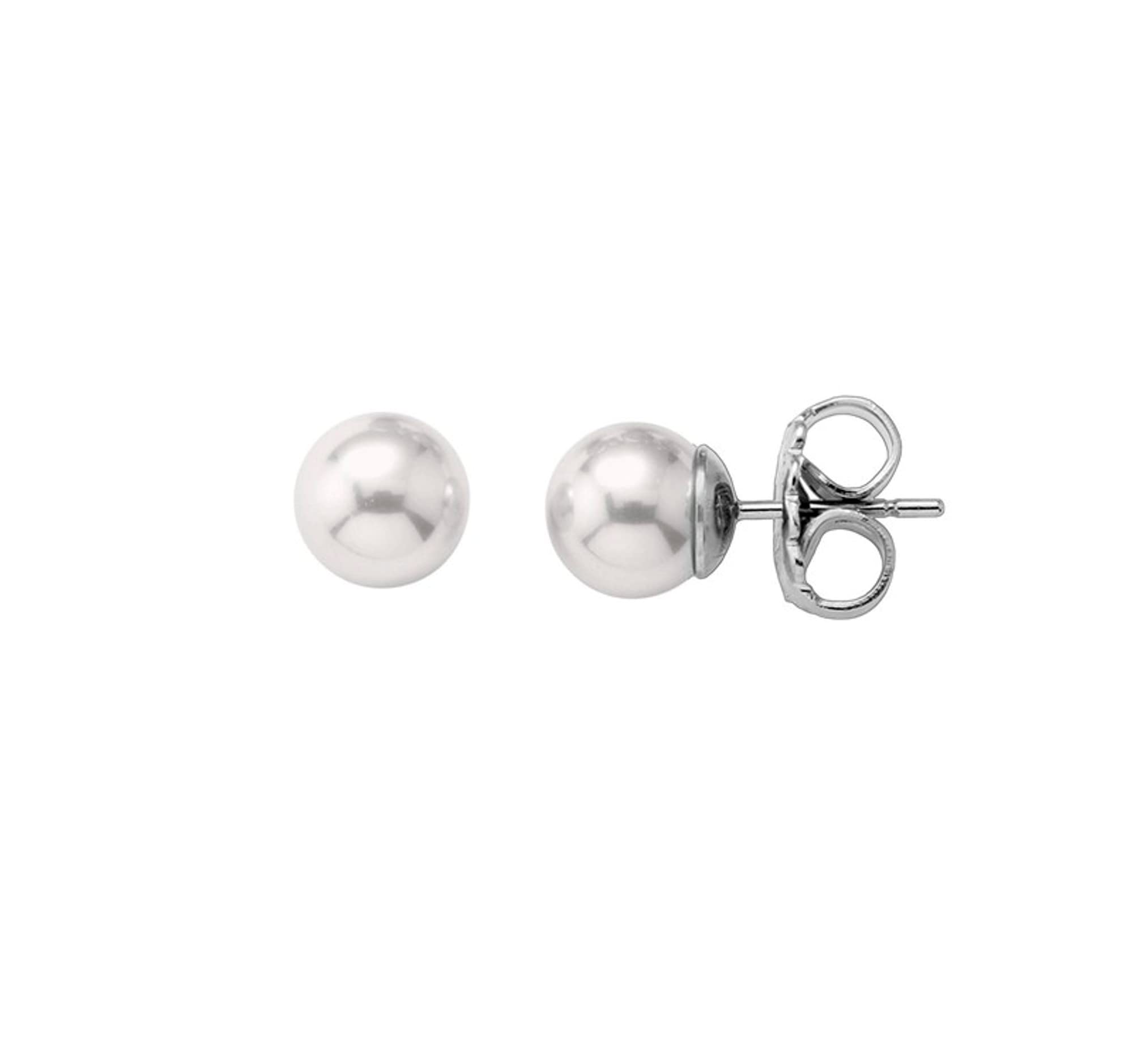 Majorica - Pendientes Lyra de Perla con Espigo de Plata de Ley - Elaborados con Plata Rodiada - Cierre Tipo Pincho - Joyería para Mujer