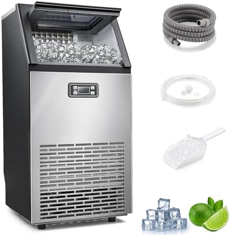 Commercial Ice Machine - 100 Lbs/Day, Stainless Steel, Self-Cleaning, 36 Cubes In 11 Mins