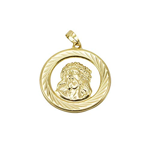 Kit Medalha Face de Cristo com Corrente modelo francesa 2mm e 60cm Folheado a Ouro 18k