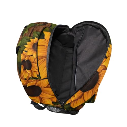 Sac à dos ordinateur portable bois de tournesol grand format imperméable multipoche