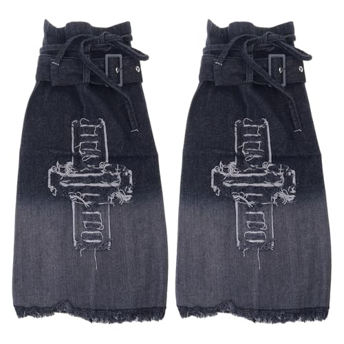 Jambières japonaises évasées punk pour femme avec sangle à boucle noire