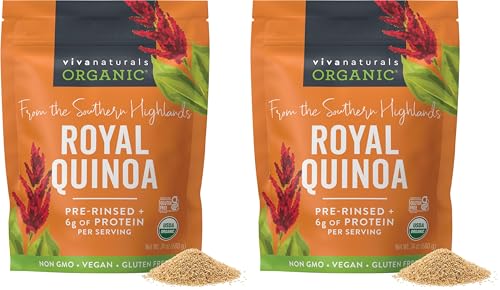 Image of Viva Naturals Organic Quinoa,24 oz (1.5 lb)-Gluten Free and Vegan Complete Plant Protein,Easy to Use Source of Fiber and Iron,USDA Organic and Pre Washed,Non-GMO Whole Grain Rice and Pasta Substitute