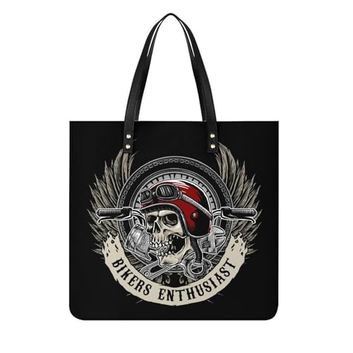 Sac cabas crânes motards pour femmes grand tote bag de voyage 39x39cm