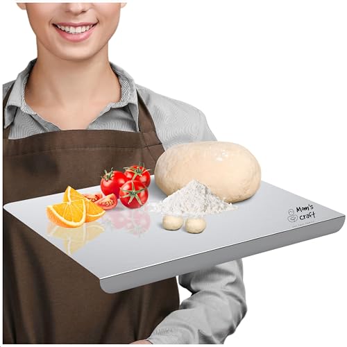 Image of Stainless Steel Countertop Chopping Board 35x30 cm | Kitchen Top Rust-Free Metal Cutting Board | Compact Steel Vegetable Meat Fish Fruit Cutter Board | Hygienic Heavy-Duty Food Prep Surface