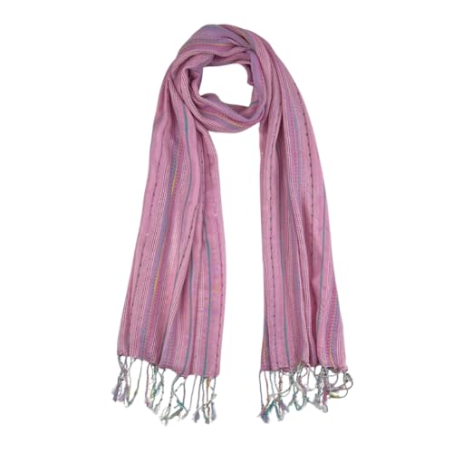 Humble Hilo Zari Weave Scarf Handmade Luxury Shawl Scarf Wrap Multicolor with Metallic Sequins (Pink and Green Multicolor)