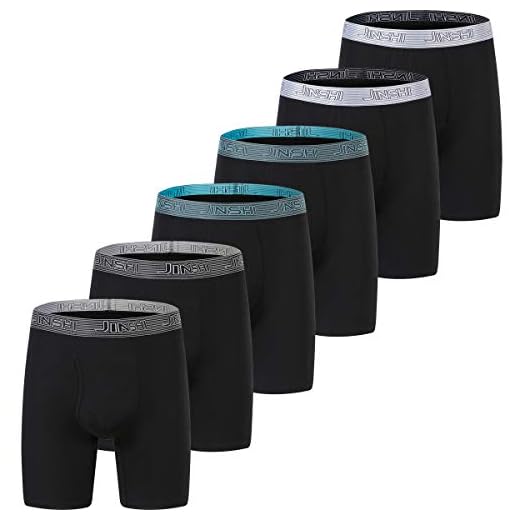 JINSHI Mens 6-Pack Bamboo Boxer Briefs Long Leg Comfortable Soft Underwear,Size XL