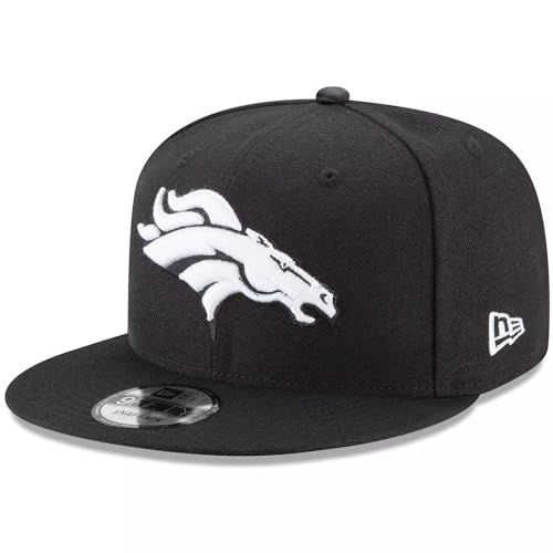 New Era NFL 9FIFTY Black White Adjustable Snapback Hat Cap One Size Fits All (Denver Broncos)