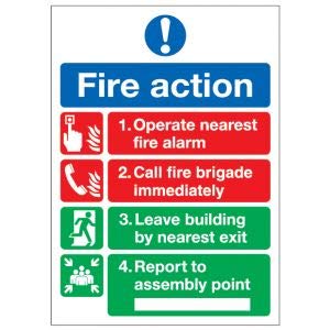 fire Action 1. Operate Nearest fire Alarm 2. Call fire Brigade Immediately 3. Leave Building by Nearest exit 4. Report to Assembly Point. Water Proof PVC Sticker | Wall Stickers-image-26