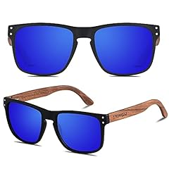Matte Black & Walnut Wood | Polarized Blue Mirrored Lens