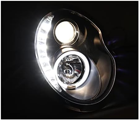 LED Halo Projector Headlights Headlamps Black Compatible with 2002-2006 Mini Cooper