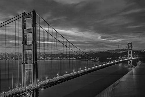黒と白 アート印刷 キャンバス壁紙 カリフォルニア州 サンフランシスコブリッジ ゴールデンゲート 62 以上節約 美しい夕方 夕暮れ ライト 壁紙ポスター 絵画 部屋飾り背景絵画 写真 60cmx40cm はがせるシール式 キャンバス写真 壁飾り