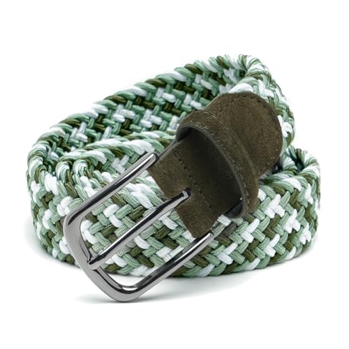 Image of Men's Stretch Braided Elastic Woven Canvas Golf Belt, multicolor,1 3 /8 inch