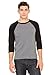Bella + Canvas Unisex 3/4-Sleeve Baseball T-Shirt L DEEP HEATHR/ BLK