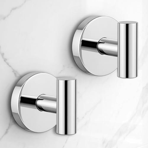 Image of Heavy Duty Suction Cup Hooks for Glass Window,Tile,Mirror,Removable Shower Hooks for Inside Shower,Metal Towel Hooks for Bathroom,2 Pack(Mirror)