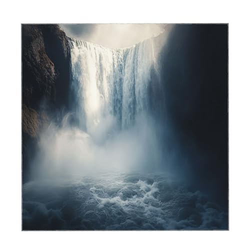 Nappe en polyester de qualité supérieure au décor cascade brumeuse de 140x140 cm