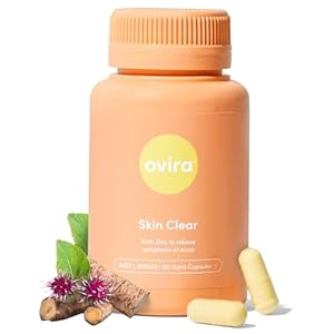 Ovira Skin Clear with ZINCBRIGHT – 60 Capsules for Clear and Glowing Skin | Rosacea & Hormonal Acne Treatment | Support Collagen Production | Acne Supplements for Women & Men – Pack of 1