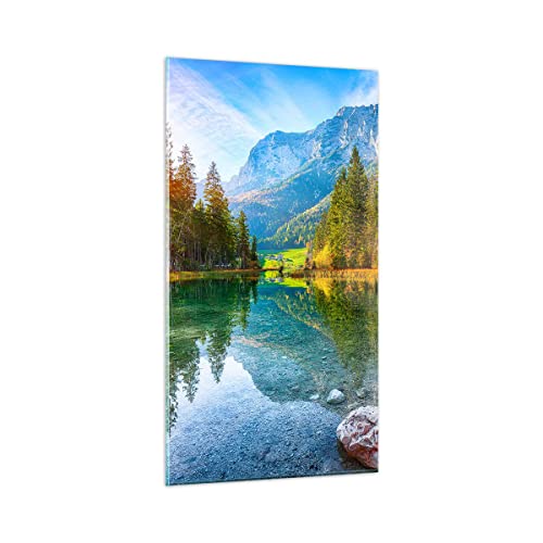 Tableau vertical en verre pour habiller un mur etroit paysage montagne
