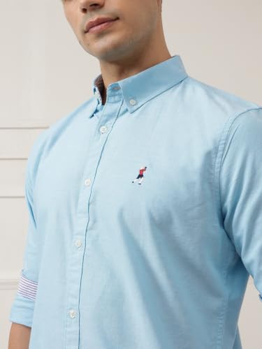 Image of Thomas Scott Men's Cricket Club Collection Classic Regular Fit Twill Shirt | 100% Cotton Long Sleeve Solid Shirt with Button Down Collar (Available in Plus Size)