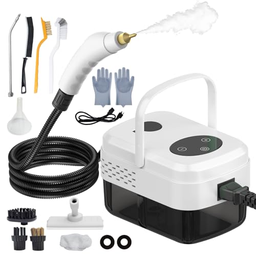 Portable Steam Cleaner, 6-gears Adjustable Handheld Steamer with 1.3L Tank, High-Heat Pressurized Steamer for Home, Floor, Grout, Car and Tile Cleaning with 11pcs Accessories (White)