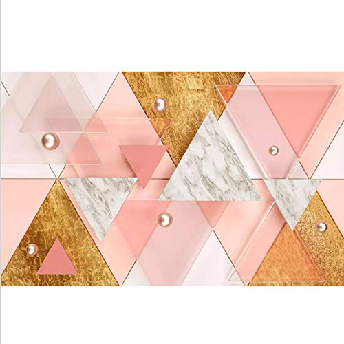 Sticker mural 3D triangle rose papier peint géométrique imperméable