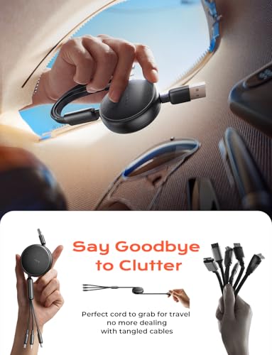 Image of LISEN Multi Charging Cable, 3 in 1 Retractable Charging Cable, Retractable Car Charger with Type C /L /Micro USB Ports for iPhone 17 16 15 14 Pro /Samsung Galaxy S25 /Kindle, Car Accessories, 2 Pack