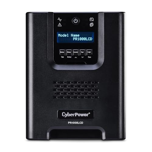 CyberPower PR1000LCD Smart App Sinewave UPS System, 1000VA/1000W, 8 Outlets, AVR, Mini-Tower