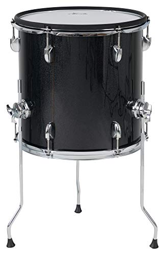 XDrum DD-670 Add-On Set - Dual Zone Pad im 14 x 14 Stand Tom-Format - Mit echtem Holzkessel - Ideale Ergänzung für XDrum DD-670 - Black Sparkle