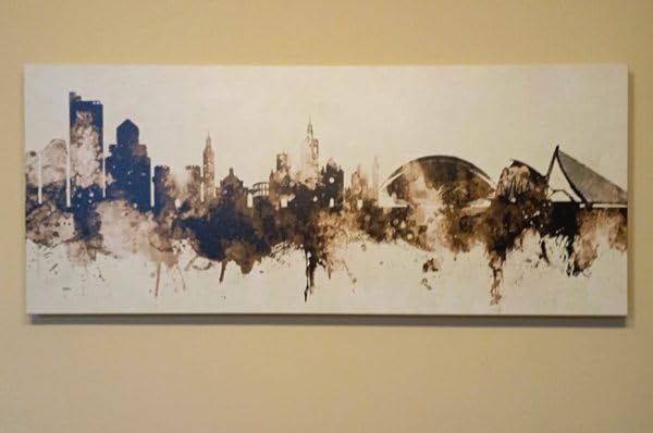 Genérico Cuadro Skyline de Valencia en Sepia – Impresión en Lienzo con Bastidor de Madera | Paisaje Urbano Vintage para Salón y Oficina (100x52)