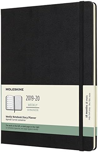 Moleskine 18 Months Agenda Weekly 2019/2020, Academic Diary with Soft Cover and Elastic Closure, Scarlet Red Colour, Extra Large 19 x 25 cm, 208 Pages
