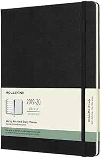 Moleskine 18 Months Agenda Weekly 2019/2020, Academic Diary with Soft Cover and Elastic Closure, Scarlet Red Colour, Extra Large 19 x 25 cm, 208 Pages