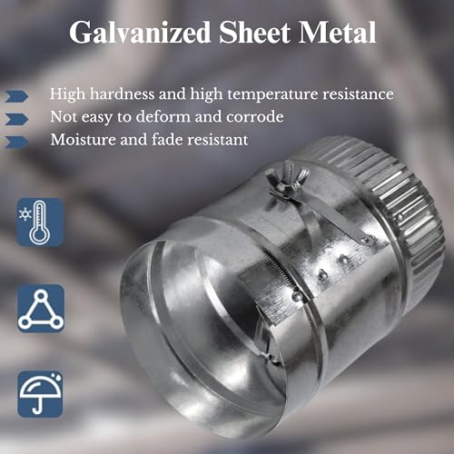 The Sheet Metal Kid 407 7-In Hvac Duct Manual Volume Damper With Sleeve - Galvanized Sheet Metal Round Volume Damper Airflow Ducting Branch thumb #2