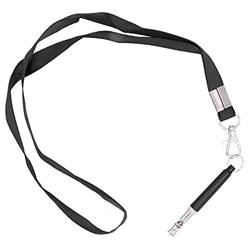 FUZHUI Dog Training Whistle with Lanyard, Adjustable Ultrasonic Sound for Barking Control, Compact Metal and Plastic Design, Safe and, Effective Frequency for Various Dog Trainin (Black Rope)
