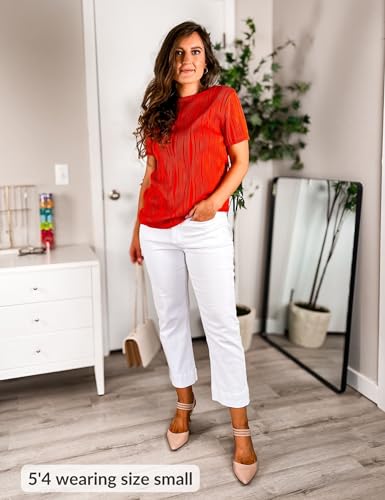 luvamia Capri Jeans for Women High Waisted Slim Straight Stretchy Denim Capris Pants Welt Pockets Casual Cropped Jeans2