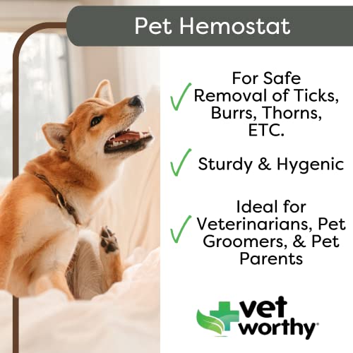 Vet Worthy Pet Hemostat - Stainless Steel Straight Hemostat To Remove Excess Hair, Burrs, Thorns - Professional Pet Grooming Tool For Cats And Dogs #TOP1